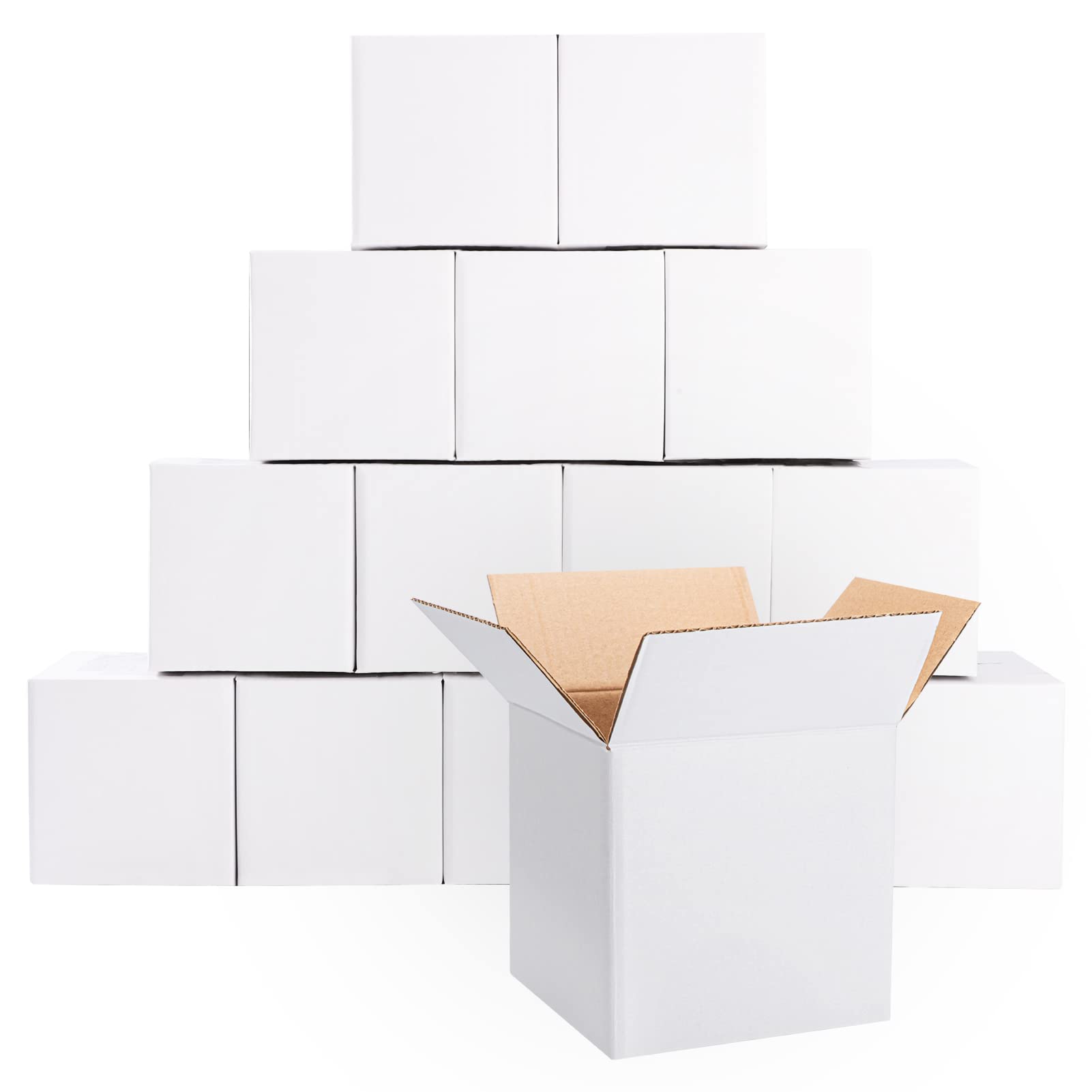 Metronic Shipping Boxes 4x4x4 Inch 50 Pack White Small Shipping Boxes 4x4x4 Corrugated Boxes for Shipping Small Items, Candle Packing, Small Business Packing, Mailing