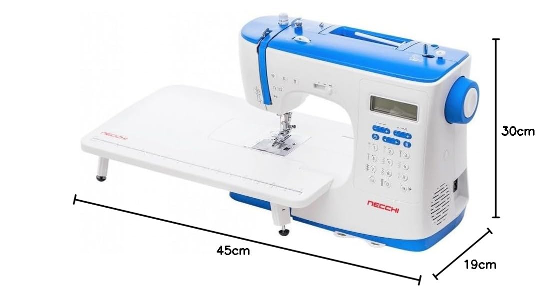 Necchi NC-103D Macchina per Cucire, Interno in pressofusione in Alluminio, scocca in ABS, Blu, Regular