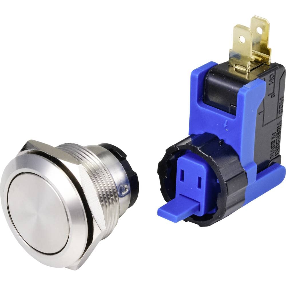 TRU COMPONENTS TC-9201348 Push Button 250 V 15 A 1 x On/Off IP65 Switch 1 Piece, stainlesssteel