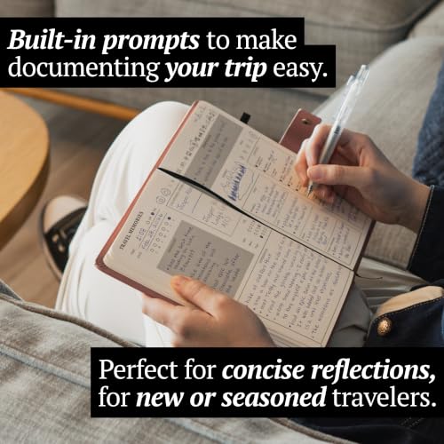 Image of Travel Journal with Prompts (Hardcover) 2nd Edition - Vegan Leather Adventure Essential - 2-Page-A-Day Travel Journal (40 Days) for Women Men Nonbinary - A5 Daily Diary & Traveler Notebook - Gift - Present - Blush Pink