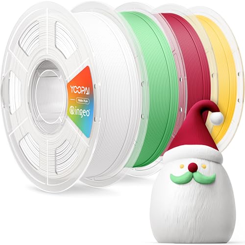 Image of YOOPAI PLA+ Matte Filament 1.75mm, 4KG (8.8lbs) 3D Printer Filament, Dimensional Accuracy + /- 0.02 mm, Ivory White+Grass Green+Burgundy Red+Lemon Yellow