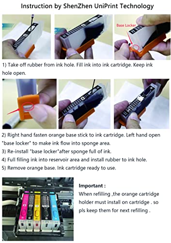 Uniprint 6Pcs Pgi-250 Pgbk Cli251 Bk C M Y Gy Compatible For Canon Mg6320 Mg7120 Mg7520 Ip8720 Empty Refillable Ink Cartridge With Arc Chip Pgi250 Pgi 250 #TOP5