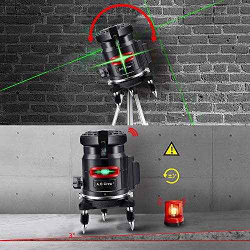A.B Crew 360°Self Leveling Laser Level Green Beam 5 Lines 6 Points Laser Level Horizontal/Vertical Cross Line Straight/Tilt Line Rechargeable Dust Proof Rubber Touch Keypad Rotary Base - Thumbnail 2