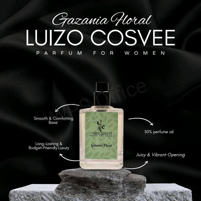 Image of Luizo CosveeTM Gazania Floral Eau De Parfum for Women | Luscious burst of Passionfruit, Pineapple, and Grapefruit, effortlessly feminine Long-Lasting Peony Floral Perfume | Everyday & Gifting Use - 50ml
