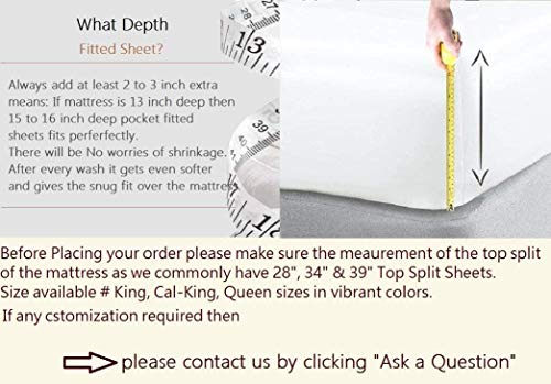 Rajlinen Top Split Sheets For Adjustable Beds - Egyptian Cotton 4Pcs Bed Sheets Split Top King Sheets Flex Head Sheets Split Down 34 Inches From The Top - Light Grey Stripe, Split Head King #TOP5