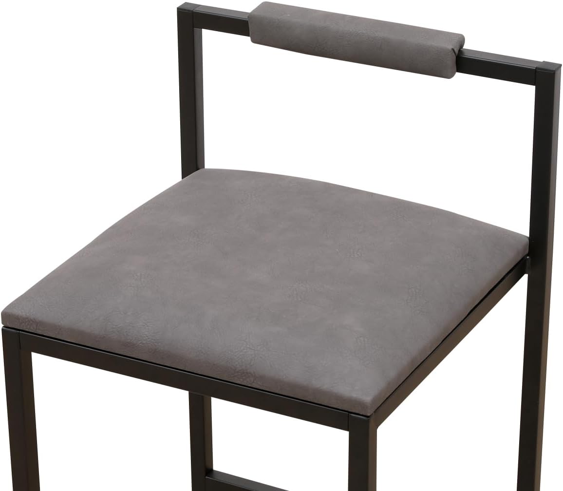 Modern Counter Height Barstools Set of 2,Armless PU Leather Upholstered Bar stools with Back for Home Pub,Dinning Room,Kitchen Island Bistro,Club,Grey