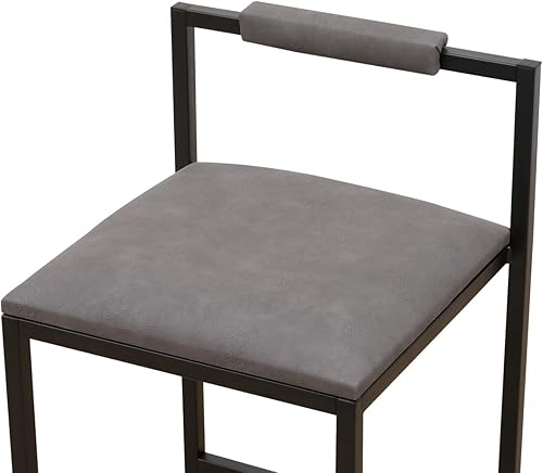 Miniatura 7 de Juego de 2 taburetes de bar modernos tapizados de piel sintética sin brazos con respaldo para bar en casa, comedor, isla de cocina, bistró, club,