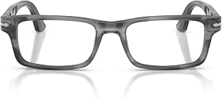 Persol PO3050V Rectangular Prescription Eyewear Frames, Striped Grey/Demo Lens, 53 mm