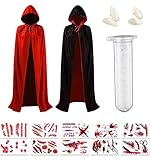 fasching teufel umhang 👻Vampir Umhang Schwarz Rot mit Kapuze: du kannst mit ihm als vampir, zauberer, tod cape, dracula, karneval, hexen