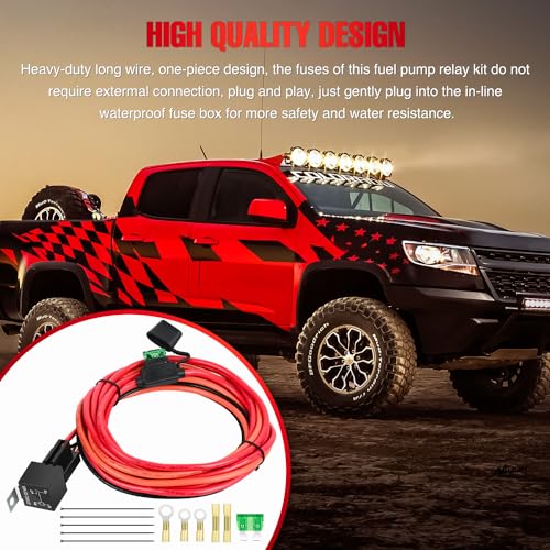Image of Nilight Electric Fuel Pump Relay Kit Wiring Harness 10 Gauge Cables | w /40 AMP Relay Heavy Duty 30 AMP Blade Fuse 12V System for Trucks Cars RVs Marine Boats Trailers