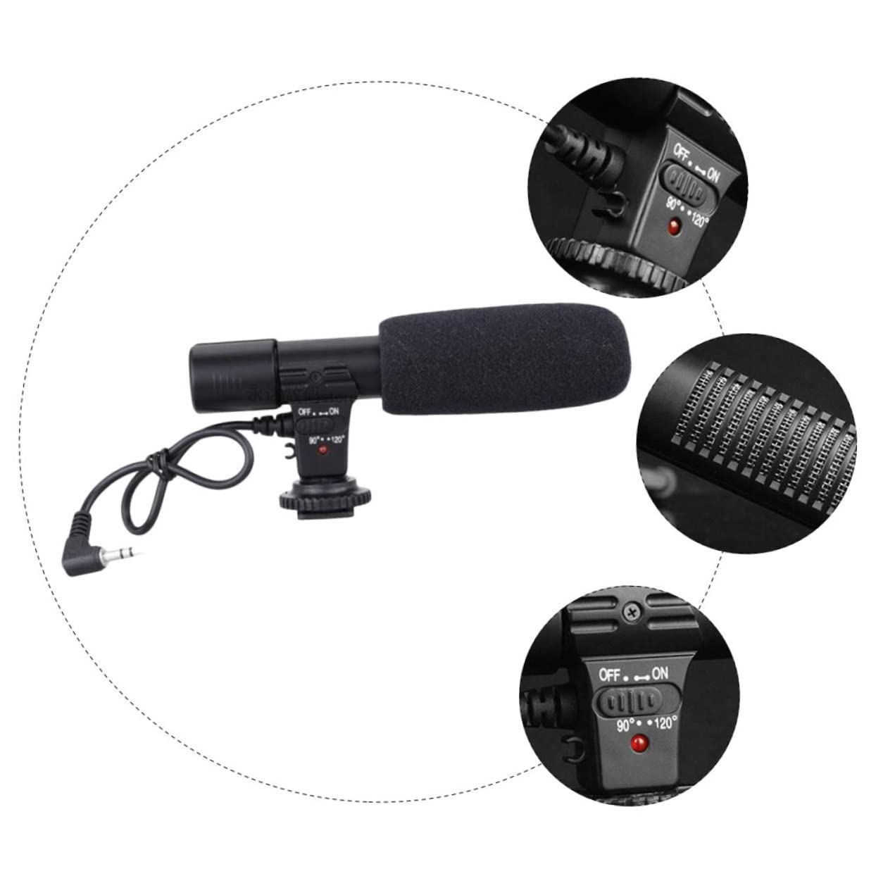 NUOBESTY Micrófono De Cámara Profesional para Entrevistas y Grabación DSLR Portátil Alta Sensibilidad Montaje Seguro y Amplio Rango De Captación y Creadores De Contenido Exteriores