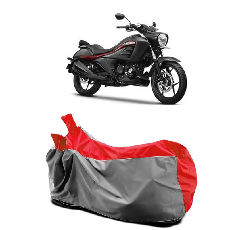 Image of DUFFEL-Two Wheeler Bike Body Cover Compatible for Suzuki Intruder Bs6 Heat Protectio /UV-Rays /Birds Dropping /DustProof /Waterproof All Variants [Gray Red]