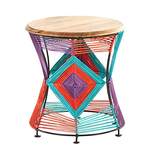Telephone Table, Small Round Side Table,Coffee Table,Telephone Side Table,Hand Made,Sofa Side Table,Solid Cotton Line Side Table,2 Colors(Color:B,Size:15.7418.11in)