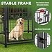 BKNROIHB Large Outdoor Dog Kennel with Rotatable Feeder, Sturdy Construction, Removable Roof, Easy Clean, and Safe Yard Fence(4'L x 4'W x 4.25'H)