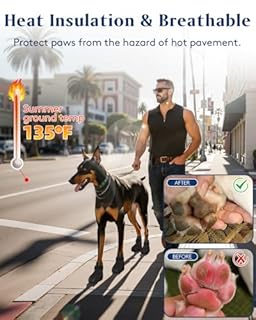 Dog Shoes for Hot Pavement, Breathable Dog Boots Paw Protectors with Adjustable Straps & Non-Slip Sole, Easy On & Off, Waterproof, Easy-Cleaning (Black, L)