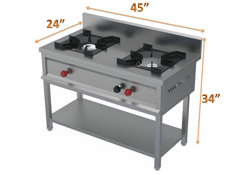 Stainless Steel Double Cooking Range with Under Shelf | Pre-Welded Unit Suitable for Commercial Kitchen, Bakery, Canteen, Hotel, and Restaurant Use... - Image 2