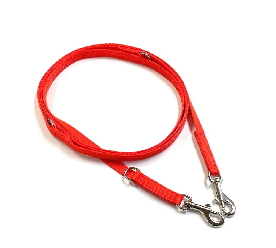 Police Style Puppy Training Lead Double Ended Puppy Leash Adjustable Multi-Functional In 13mm Webbing (Orange, 15ft (4.5 Metres))