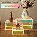 Jolboldy 3Pcs Iridescent Acrylic Display Risers with LED light, Acrylic Cube Box Rainbow Display Stand with Hollow Bottoms for Figures Dessert Jewelry Perfume Handbag