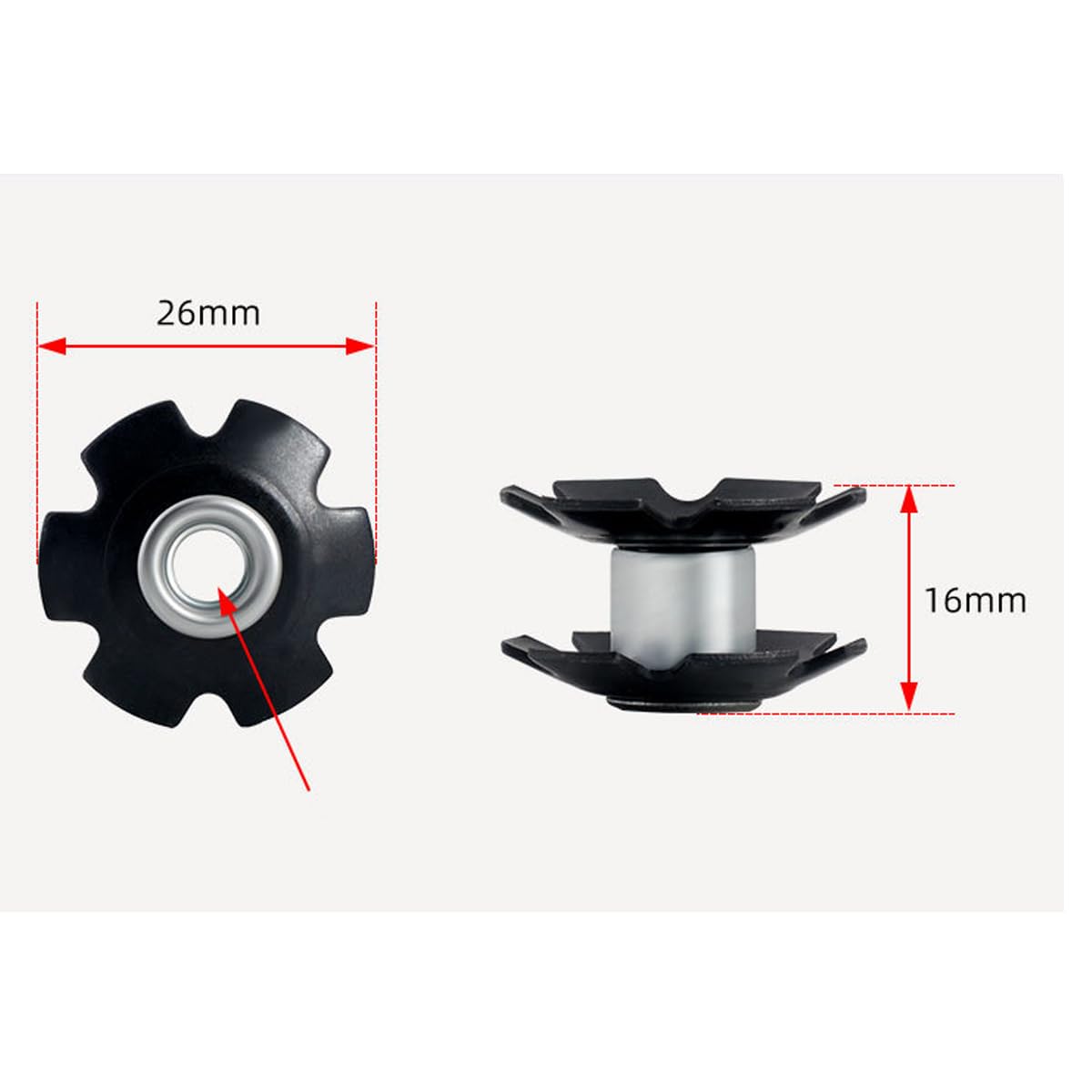 6PCS bicicletta stella dado, bici ahead auricolare forcella anteriore stella dado nucleo forcella bicicletta stertube dadi