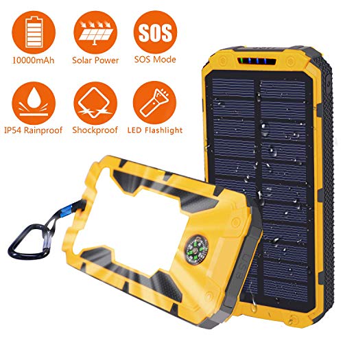 Solar Charger,Sethruki 10000mAh Battery Solar Power Bank Portable Panel Charger with 29 LEDs,Dual USB Output Ports External Backup Battery Pack for Camping Outdoor for iOS Android