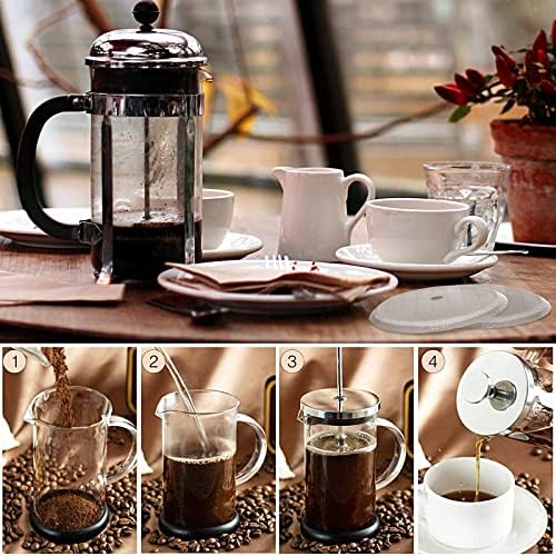 4in Cafetiere Filter Mesh 8 Cup French Press Filter Replacement Screen Stainless Steel Cafetiere Replacement Filter Cafetiere Mesh Replacement for Cafetiere Filter 8 Cup / 34 OZ/ 1L