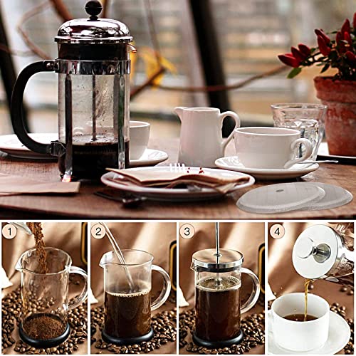 4In Cafetiere Filter Mesh 8 Cup French Press Filter Replacement Screen Stainless Steel Cafetiere Replacement Filter Cafetiere Mesh Replacement For Cafetiere Filter 8 Cup / 34 Oz/ 1L #TOP6