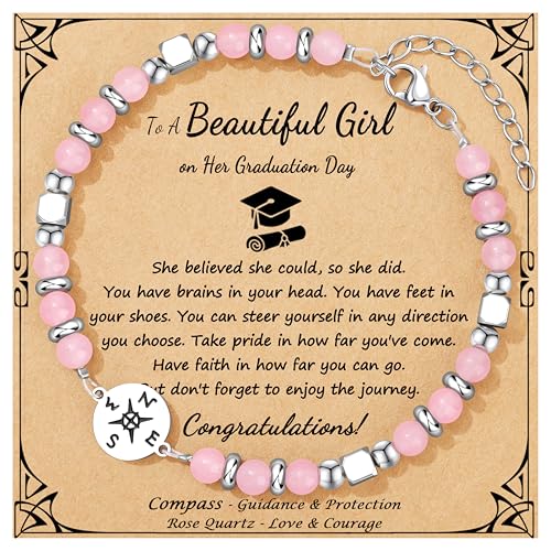 Image of Joycuff Graduation Gifts for Her Him Class of 2026 Graduation Bracelets Inspirational Graduation Compass Bracelet for Women College Graduation Gift for Him Her