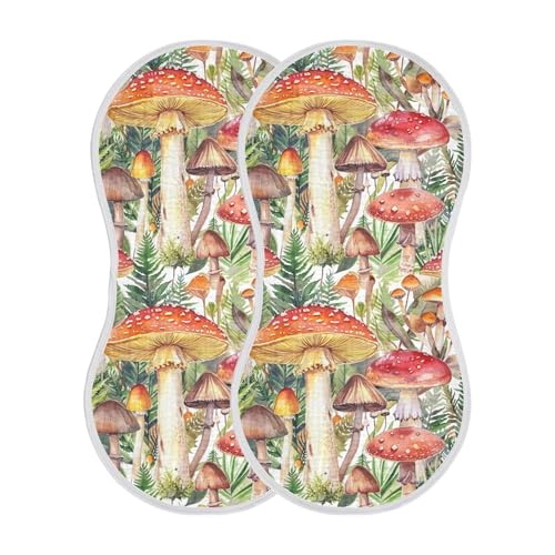 xigua Vintage Mushrooms Baby Burp Cloths for Newborn Boys and Girls 1 Pack, Soft & Absorbent Cotton Baby Burp Cloth, Baby Washcloths, Newborn Towel, Burp Rags2
