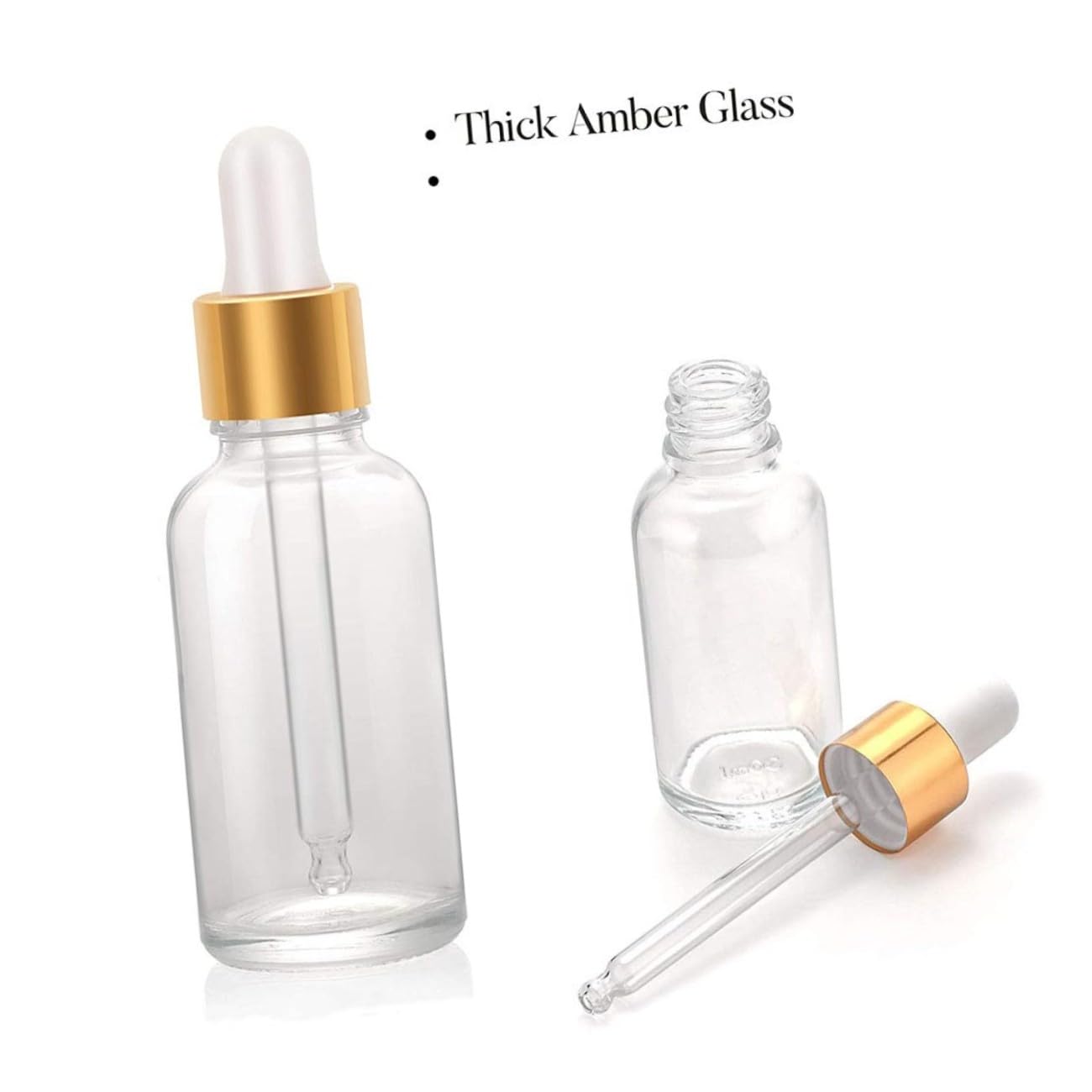 GANAZONO Bottiglie in Vetro con Contagocce per Oli Essenziali 30ml 24 Pezzi con 6 Imbuto in Acciaio Inox per Aromaterapia e Cura dei Chioma