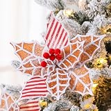 Thiccywoov 10 Pcs Large Gingerbread Poinsettia Christmas Decorations