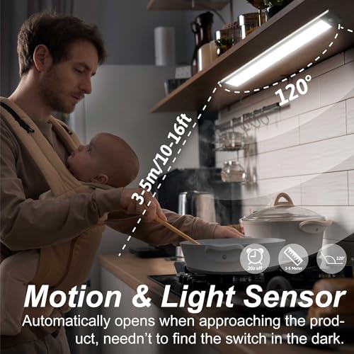 Image of LEPOTEC 54 LED Under Cabinet Light, Pantry, Camper /Caravan, 2500mAh Rechargeable Wireless Motion Sensor Closet Light, Ultra Thin, Glare-Free Lighting for Removable Anywhere (1 Pack)