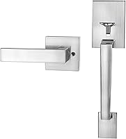 Vista 10 de Juego de manijas de puerta delantera de bronce Azdele, juego de manijas de puerta de entrada de bronce aceitado con palanca de puerta reversible