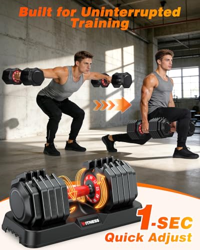 Image of XDDIAS Adjustable Dumbbells Set of 2 for Strength Training, One-Hand Quick Adjust, 25 /55 /80 /90 lbs Options, Anti-Slip Grip Handle, Compact Home Gym Weights for Men Women