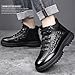 Men's Comfort Boots Winter Trekking Backpacking Snow Boot, Men Chelsea Shoes Leather High Top Casual Men's Size Man Shoe Fashion Sneakers (Black - E,7.5-8)