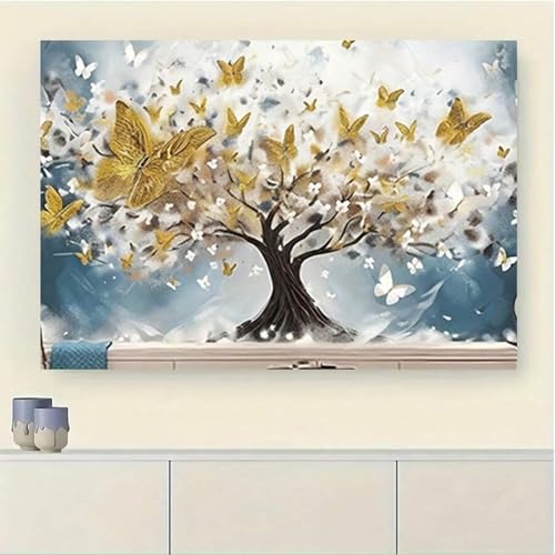 Impression sur toile papillons dorés 21x30cm | Tableau chic cadre interne