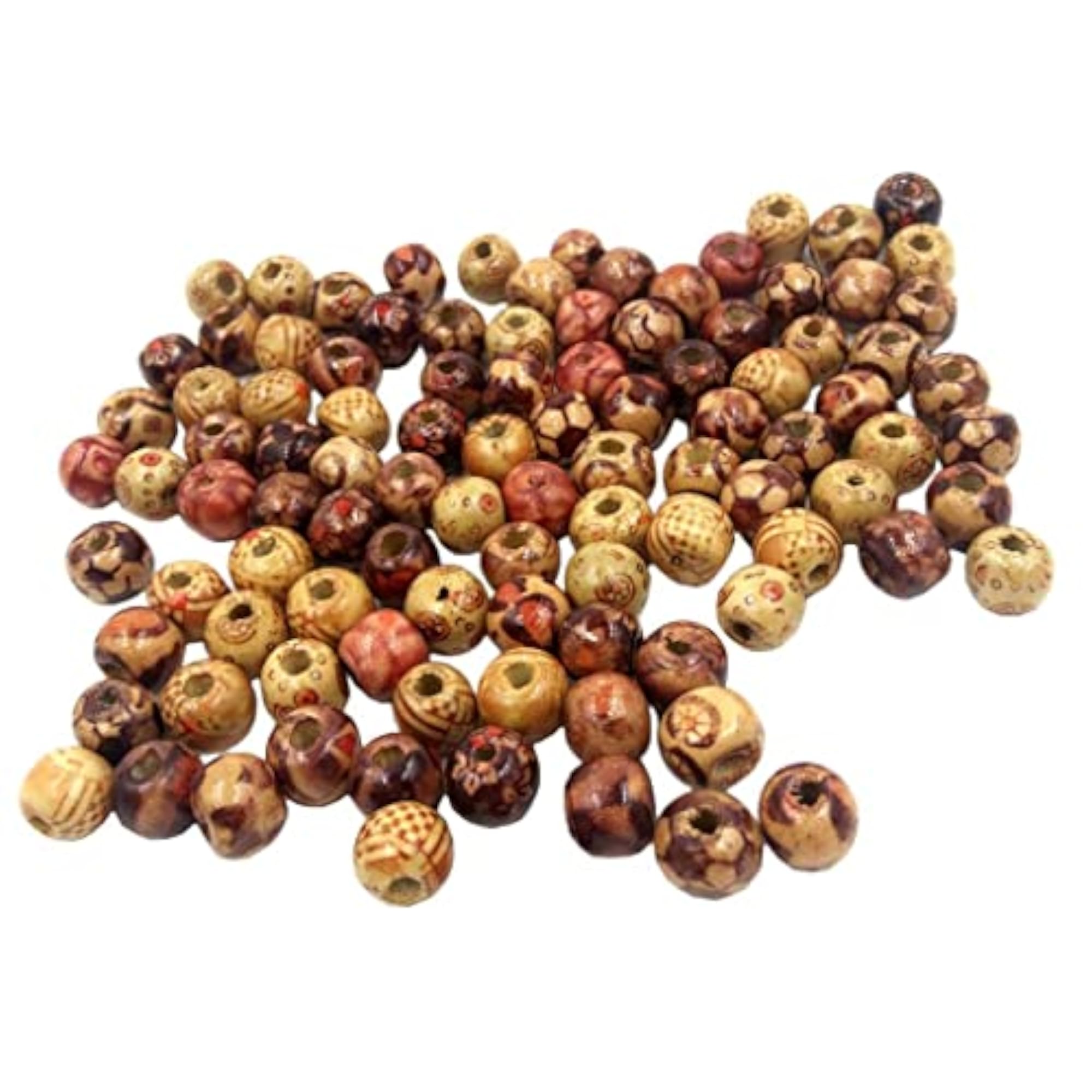 Mixed Round Wooden Beads for Jewelry Making, Loose Spacer Charms
