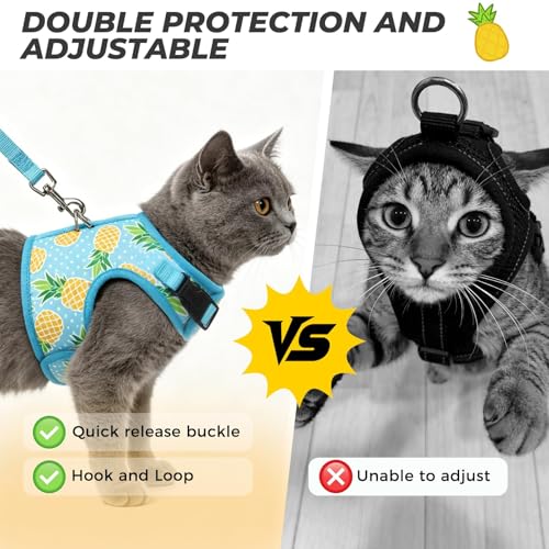 Arnés para gatos con correa a prueba de escapes ajustable para evitar tirones en el cuello 3