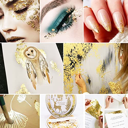 Koogel 300 Pcs Imitation Gold Leaf, 5.5 Inch Gold Leaf Gilding Gilding Foil Imitation Gold For Painting Arts Crafts Diy Furniture Decoration #TOP4