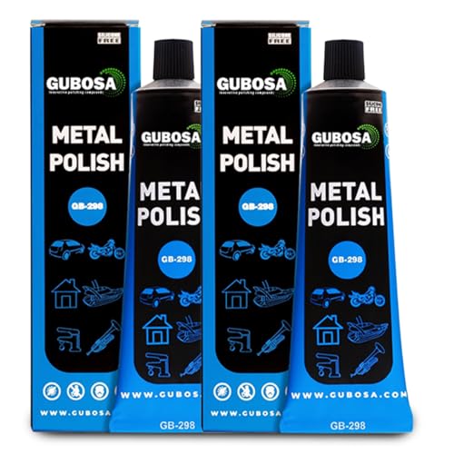 Pack 2 Pulimento Abrillantador Metal limpiador Pulidor y Limpiador de Oxido y Metales para Acero Inoxidable Aluminio Cromados Cobre Laton Automocion Facil Aplicacion Alto Rendimiento 100 ml GUBOSA