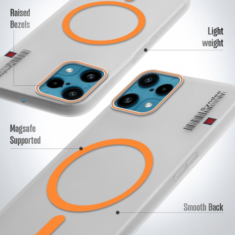 Image of Mr. Case Back Cover for Nothing Phone 3A Lite 5G Elegant Frosted White Translucent Back Only Compatible with Wireless Magnetic Accessories | Anti-Scratch Shockproof Phone Case - Orange