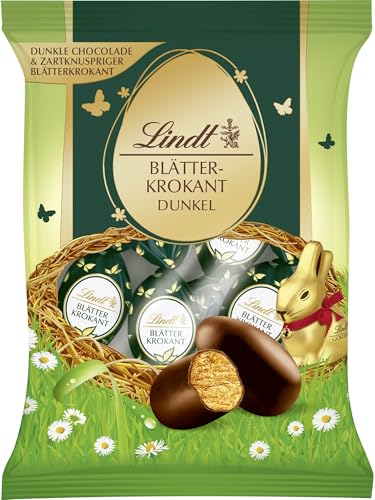 Lindt Schokolade | Blätterkrokant-Eier Dunkel | 85g | Zartknuspriger Krokant-Eier umhüllt von edler dunkler Schokolade | Ostereier | Perfekte Oster-Schokolade zum Teilen & Genießen