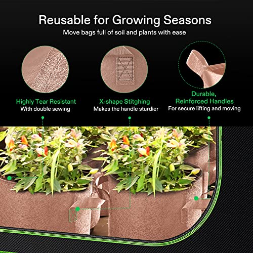 Vivosun 5-Pack 7 Gallons Grow Bags Heavy Duty Thickened Nonwoven Fabric Pots With Strap Handles Tan #TOP3