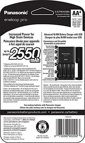 Panasonic K-Kj75Khc4Ba Advanced Battery Charger With Usb Charging Port And 4Aa Eneloop Pro High Capacity Rechargeable Batteries #TOP1