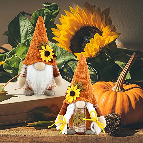 2 Stück Herbstdeko Wichtel Figuren Deko Herbst Dekoration Autumn Zuhause Elf Statue Tomte Urlaub Küche Gestuftes Tablett Party-Dekorationen – Bild 4