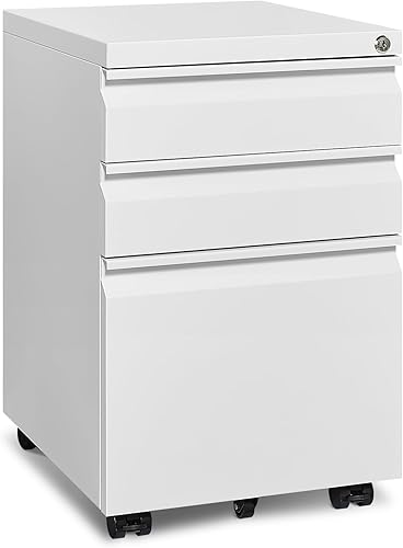 Miniatura 7 de Archivador de 3 cajones para oficina en casa, archivador móvil debajo del escritorio con cerradura para tamaño A4tamaño cartatamaño legal,
