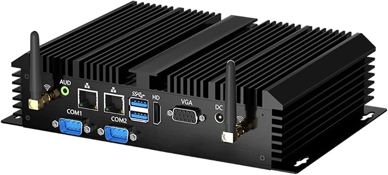Thdeukoty Fanless Mini Industrial PC, Desktop Computer Core i7-5500U Windows 10 Pro, 16GB RAM 256GB SSD, 2xNICs, 2*COM RS232, 4xUSB3.0, Dula-Band WiFi, HDMI/VGA Ports, Gigabit LAN, Auto Power On
