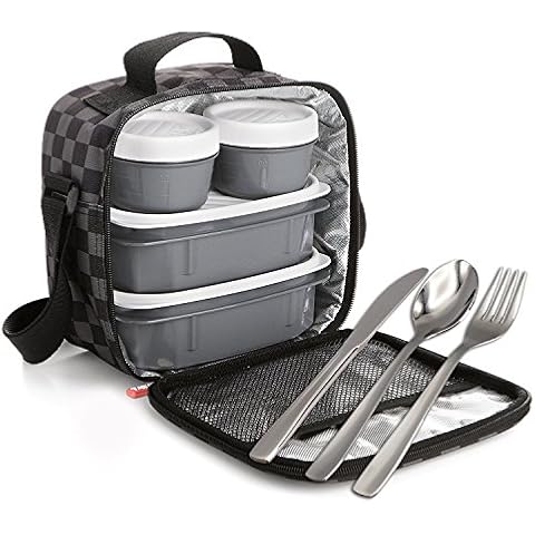 PracticFood Kit Urban Food Negro Cubiertos Bolsa térmica porta alimentos Cover