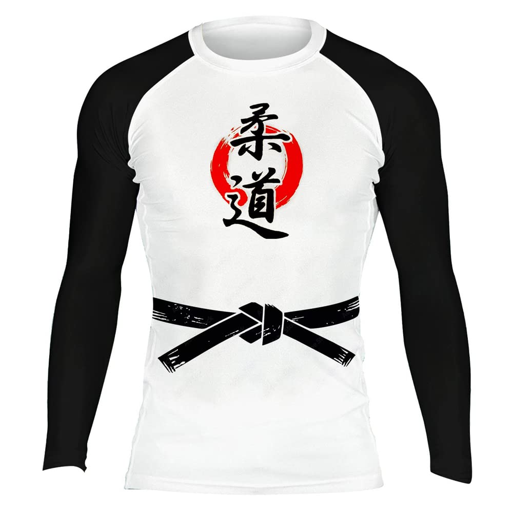 CHOO Unisex Gracie Jiu-Jitsu Moisture Wicking Undershirt Jiu Jitsu No Gi Base Layers, Black Small