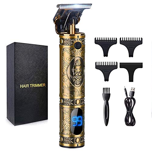 YUNWU Hair Clippers, Mens hair clippers rechargeable T-Blade trimmer, hair trimmer for men (Gold)