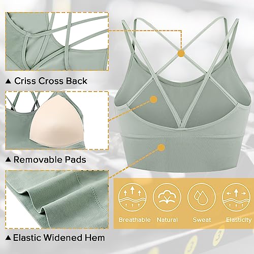 Image of Sykooria 3 Pack Strappy Sports Bra for Women Sexy Crisscross for Yoga Running Athletic Gym Workout Fitness Tank Tops
